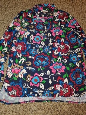 Jude Connally Navy Floral Tunic with Pink, Blue & Green